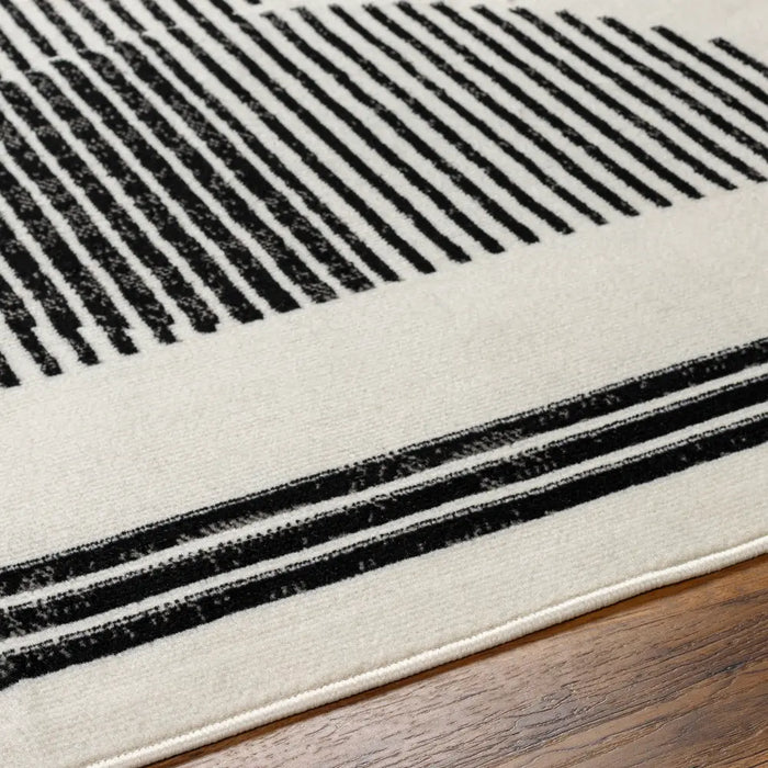 Pisa Modern Black OffWhite Grey Graphic Living Dining Bedroom Rug PSS2364