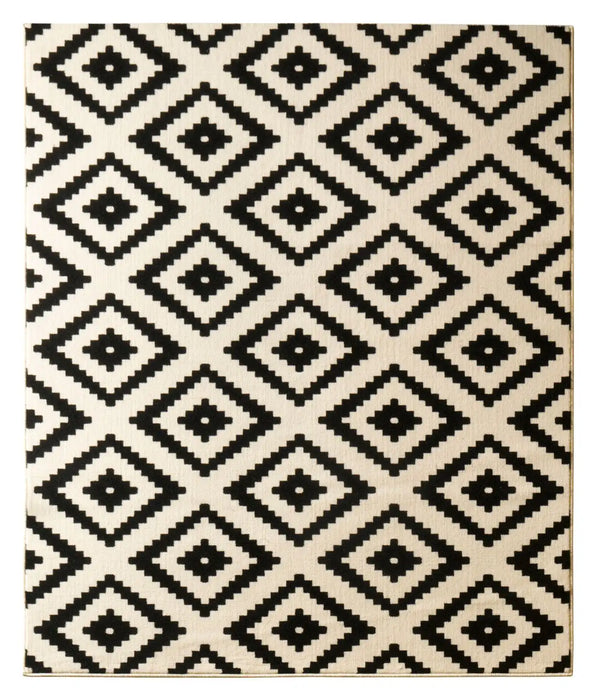 Hanse Home hamla diamond cream black Black, Cream Living Room Geometric Rug.