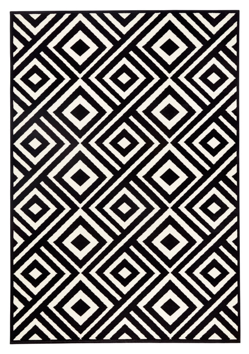 Zala Living capri art black cream Black, Ivory Living Room  Rug.