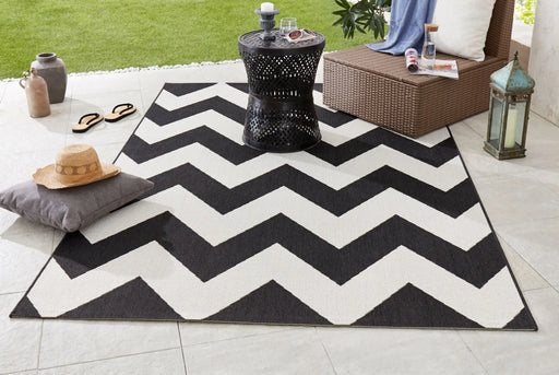 NorthRugs meadow unique black Black, Cream Living Room Striped Rug.