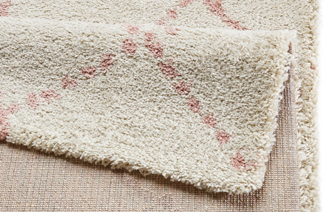 Mint Rugs allure hash cream rose Ivory, Pink Living Room  Rug.