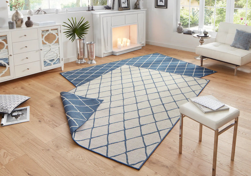 NorthRugs twin 103119 blue cream Blue, Cream Living Room  Rug.
