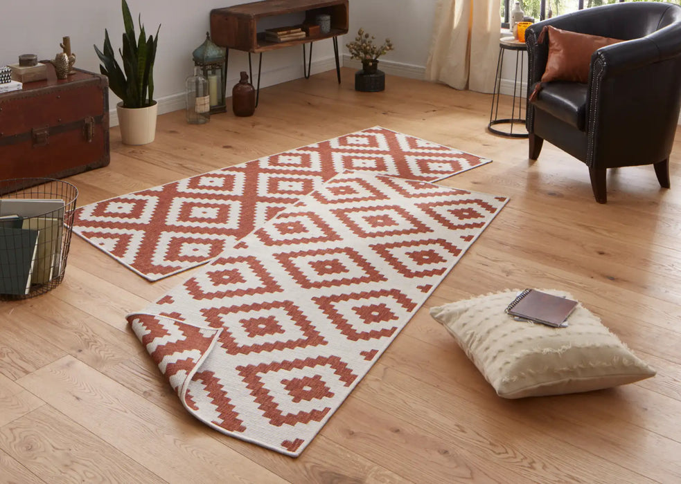 NorthRugs twin 103130 terra cream Orange, Red, Cream Living Room  Rug.