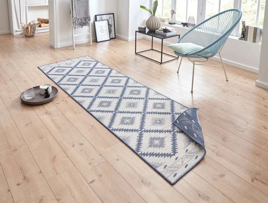 NorthRugs twin supreme malibu blue cream Blue, Cream Living Room Striped Rug.