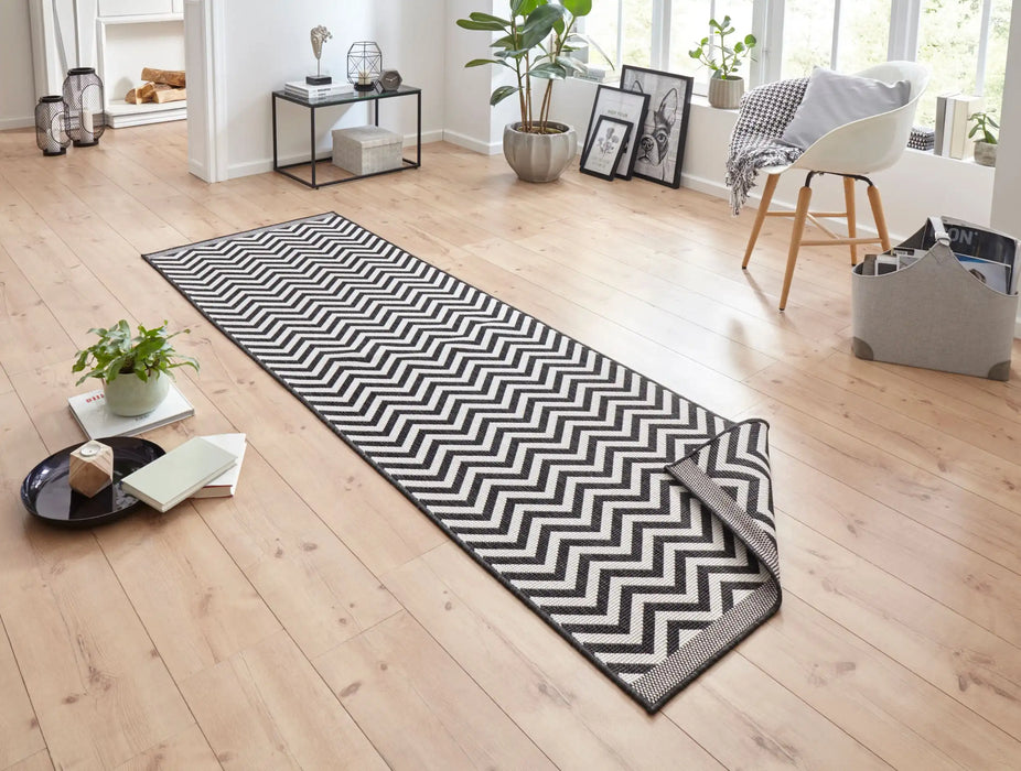 NorthRugs twin supreme palma black cream Black, Cream Living Room Striped Rug.