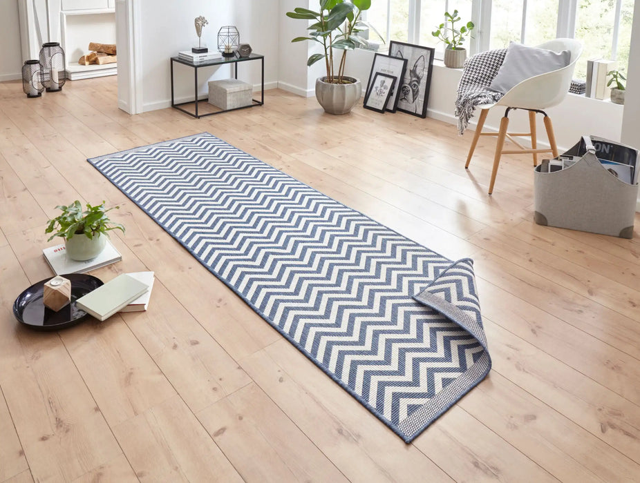 NorthRugs twin supreme palma blue cream Blue, Cream Living Room Striped Rug.