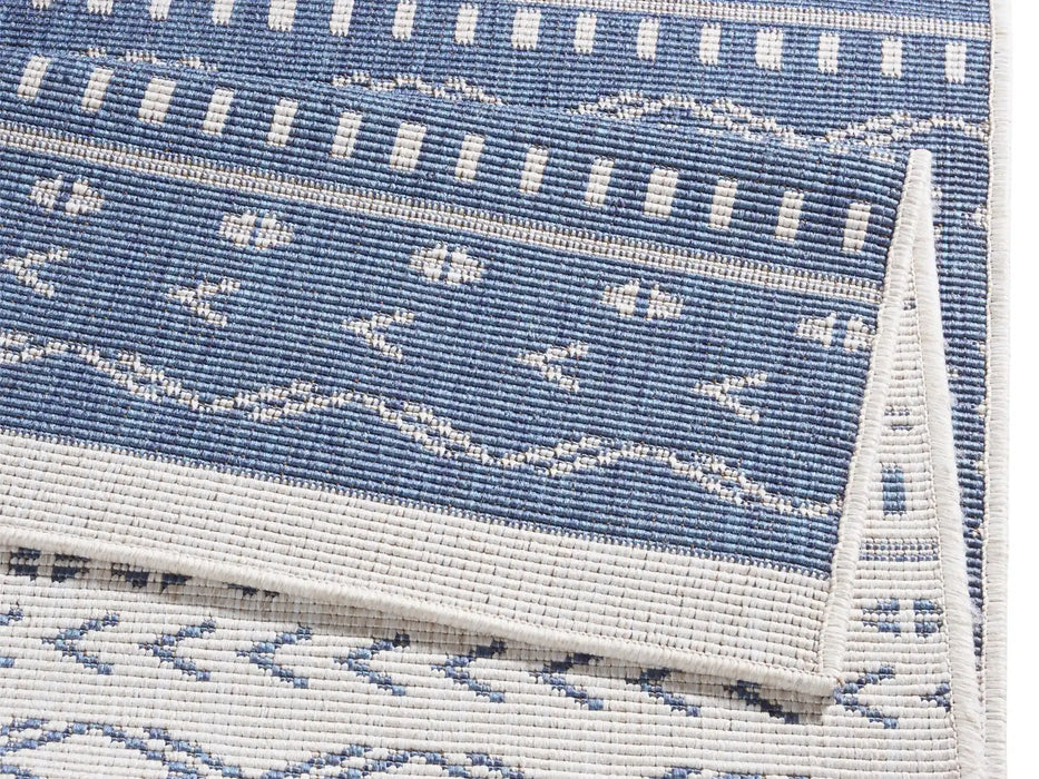NorthRugs twin supreme kuba blue cream Blue, Cream Living Room Striped Rug.
