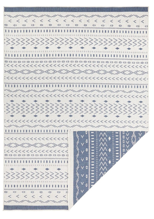 NorthRugs twin supreme kuba blue cream Blue, Cream Living Room Striped Rug.