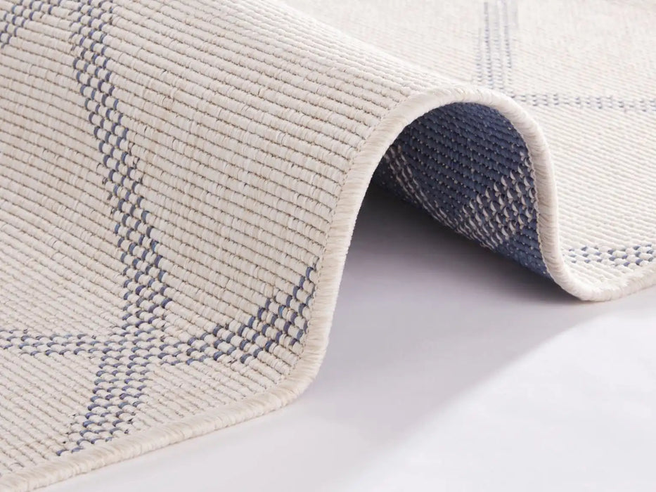 NorthRugs twin supreme corsica blue cream Blue, Cream Living Room Striped Rug.