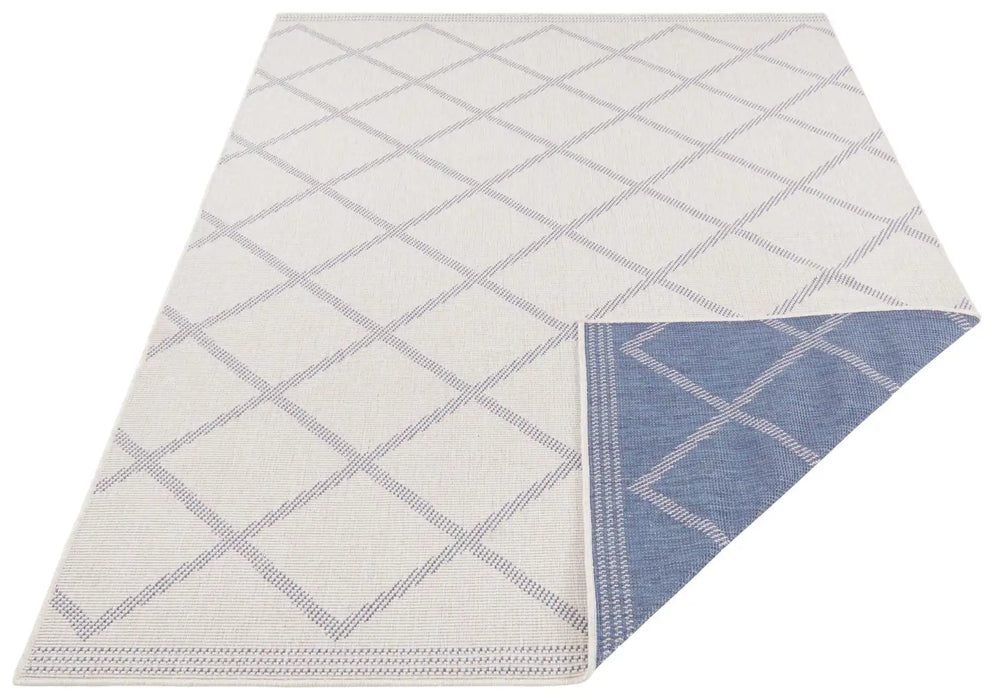 NorthRugs twin supreme corsica blue cream Blue, Cream Living Room Striped Rug.