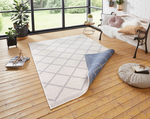 NorthRugs twin supreme corsica blue cream Blue, Cream Living Room Striped Rug.