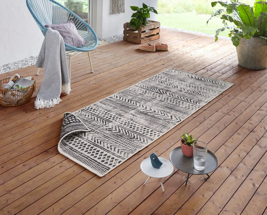 NorthRugs twin supreme biri black cream Black, Cream Living Room Striped Rug.