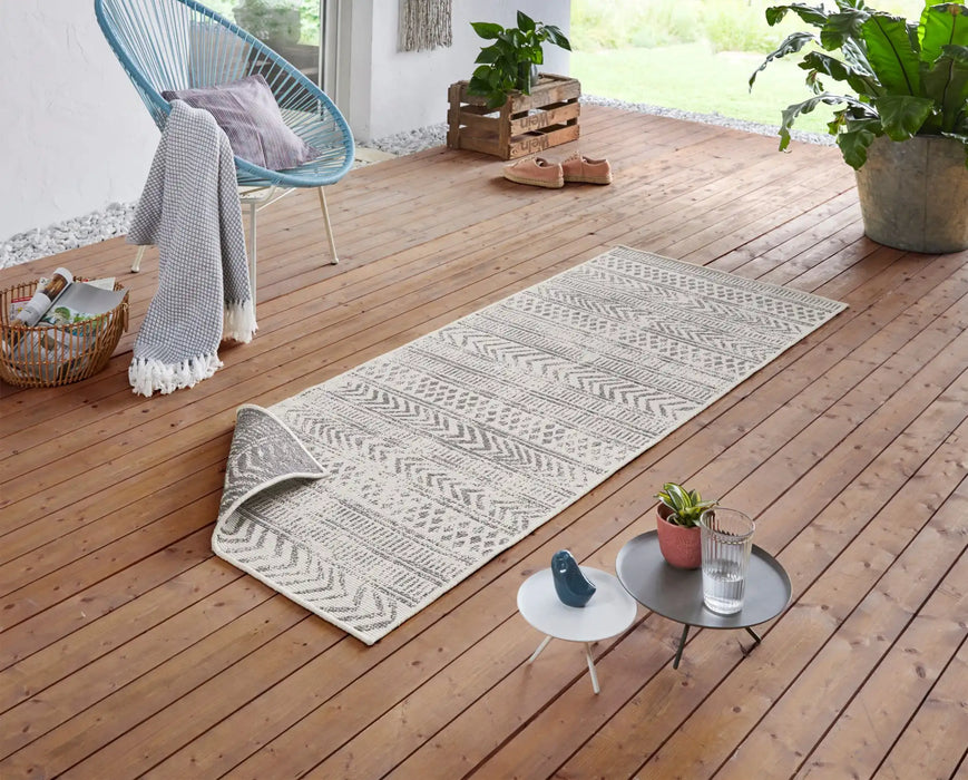 NorthRugs twin supreme biri grey cream Grey, Cream Living Room Striped Rug.
