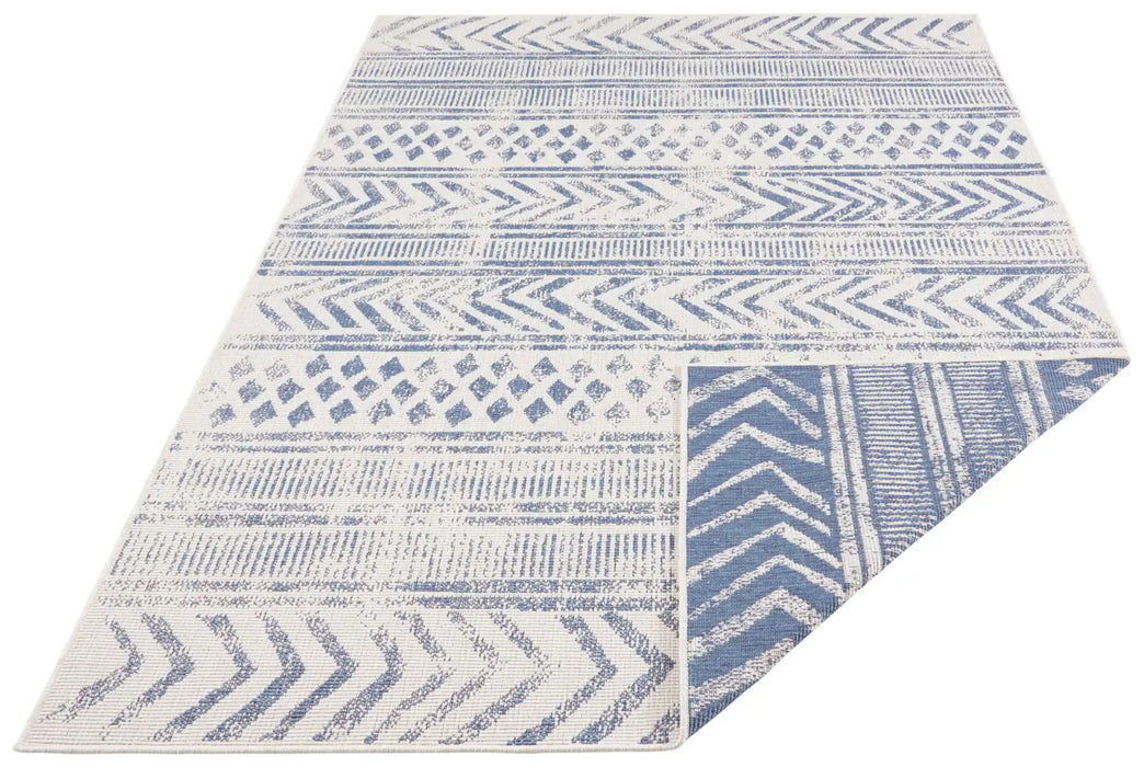 NorthRugs twin supreme biri blue cream Blue, Cream Living Room Striped Rug.