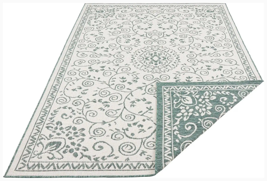 NorthRugs twin supreme leyte green cream Green, Cream Living Room Striped Rug.