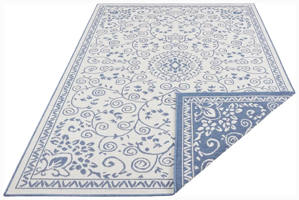 NorthRugs twin supreme leyte blue cream Blue, Cream Living Room Striped Rug.