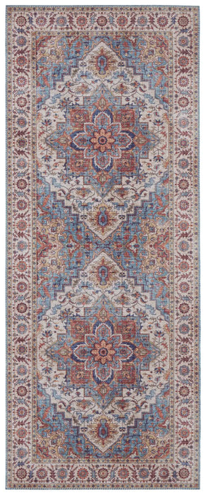 Nouristan asmar anthea cyan Multicoloured Living Room Moroccan Rug.