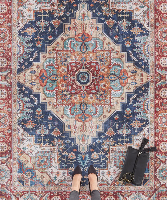 Nouristan asmar sylla indigo Multicoloured Living Room Moroccan Rug.