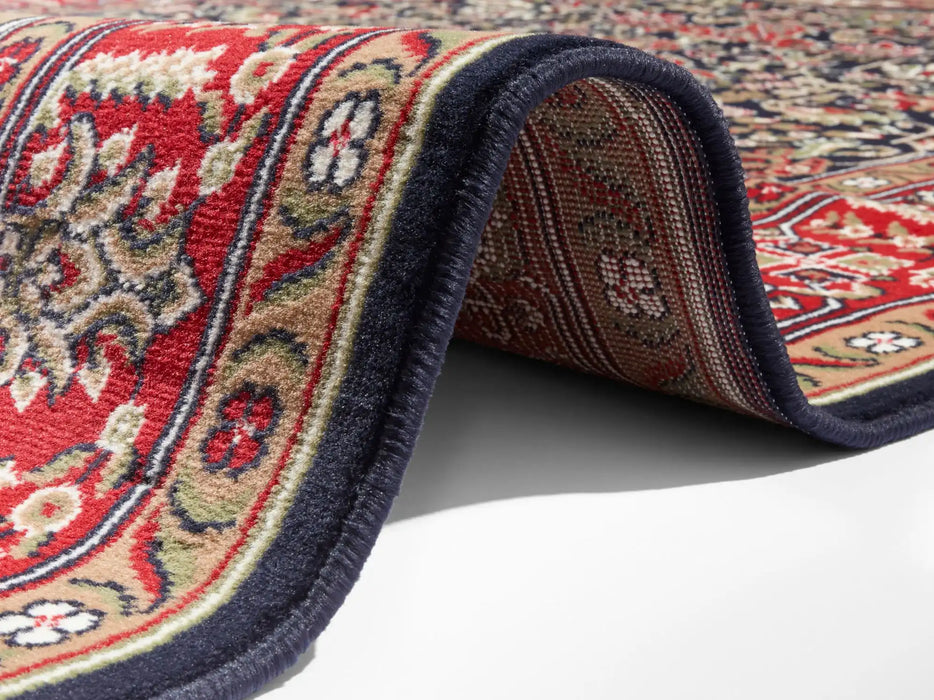 Nouristan mirkan isfahan navy Blue, Multicoloured, Red, Navy Living Room Moroccan Rug.