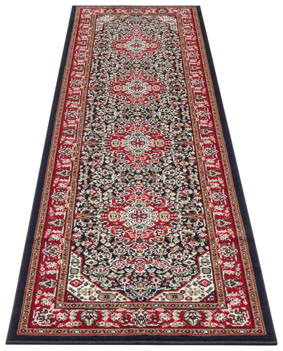 Nouristan mirkan isfahan navy Blue, Multicoloured, Red, Navy Living Room Moroccan Rug.