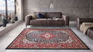 Nouristan mirkan isfahan navy Blue, Multicoloured, Red, Navy Living Room Moroccan Rug.