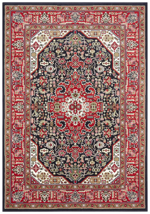Nouristan mirkan isfahan navy Blue, Multicoloured, Red, Navy Living Room Moroccan Rug.