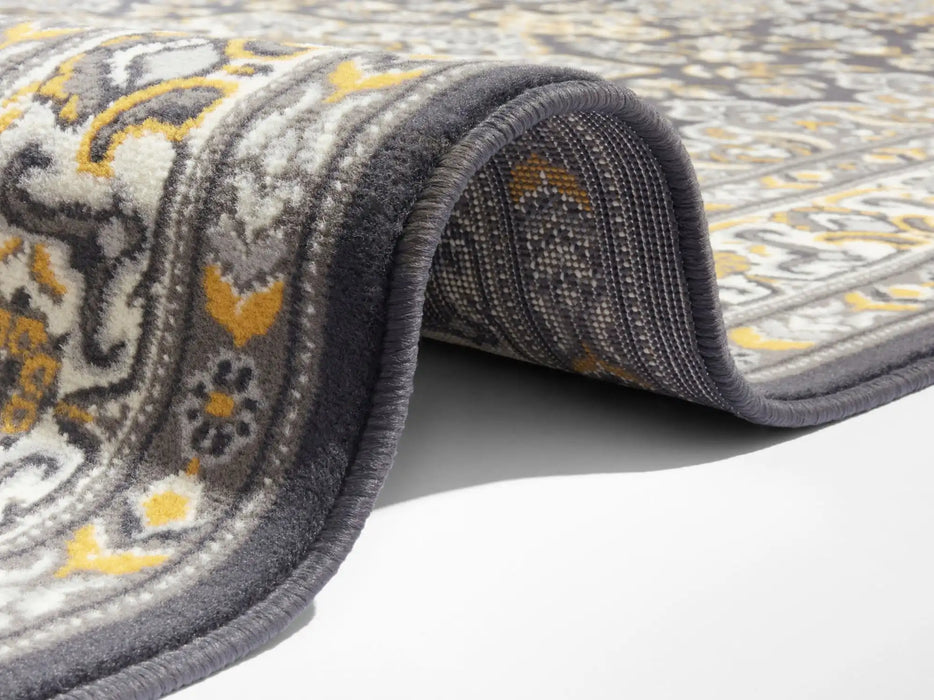 Nouristan mirkan tabriz dark grey Grey Living Room Moroccan Rug.