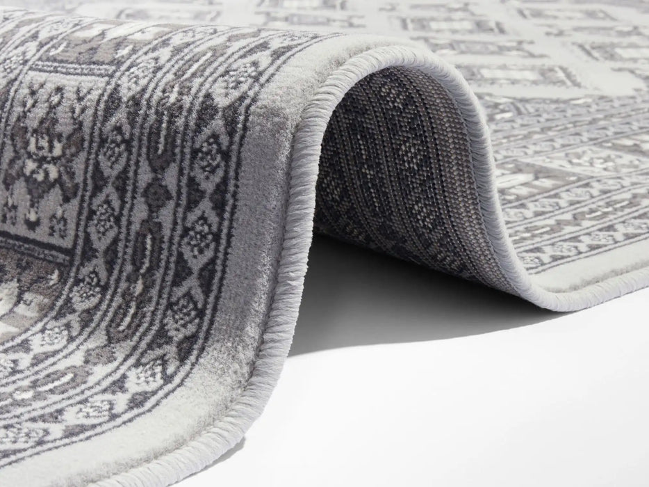 Nouristan mirkan buchara stone grey Grey Living Room Moroccan Rug.