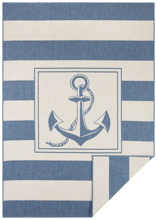 NorthRugs twin supreme gandara blue cream Blue, Cream Living Room Striped Rug.