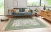 Nouristan naveh antik flowers cream green Green, Cream Living Room Moroccan Rug.