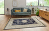 Nouristan naveh antik medallion dark blue Blue Living Room Moroccan Rug.