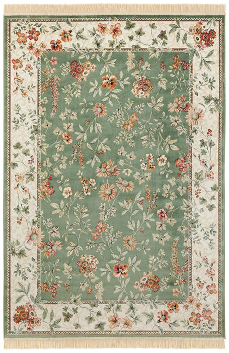 Nouristan naveh flowers green Green, Multicoloured Living Room Moroccan Rug.
