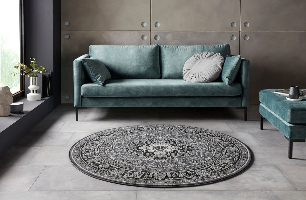 Nouristan mirkan isfahan dark grey Grey Living Room Moroccan Rug.