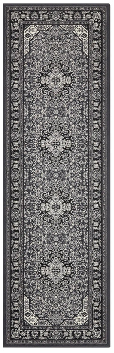 Nouristan mirkan isfahan dark grey Grey Living Room Moroccan Rug.