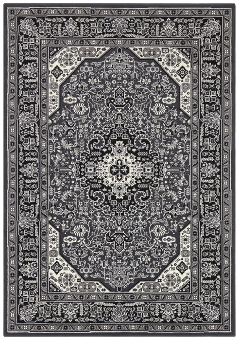 Nouristan mirkan isfahan dark grey Grey Living Room Moroccan Rug.