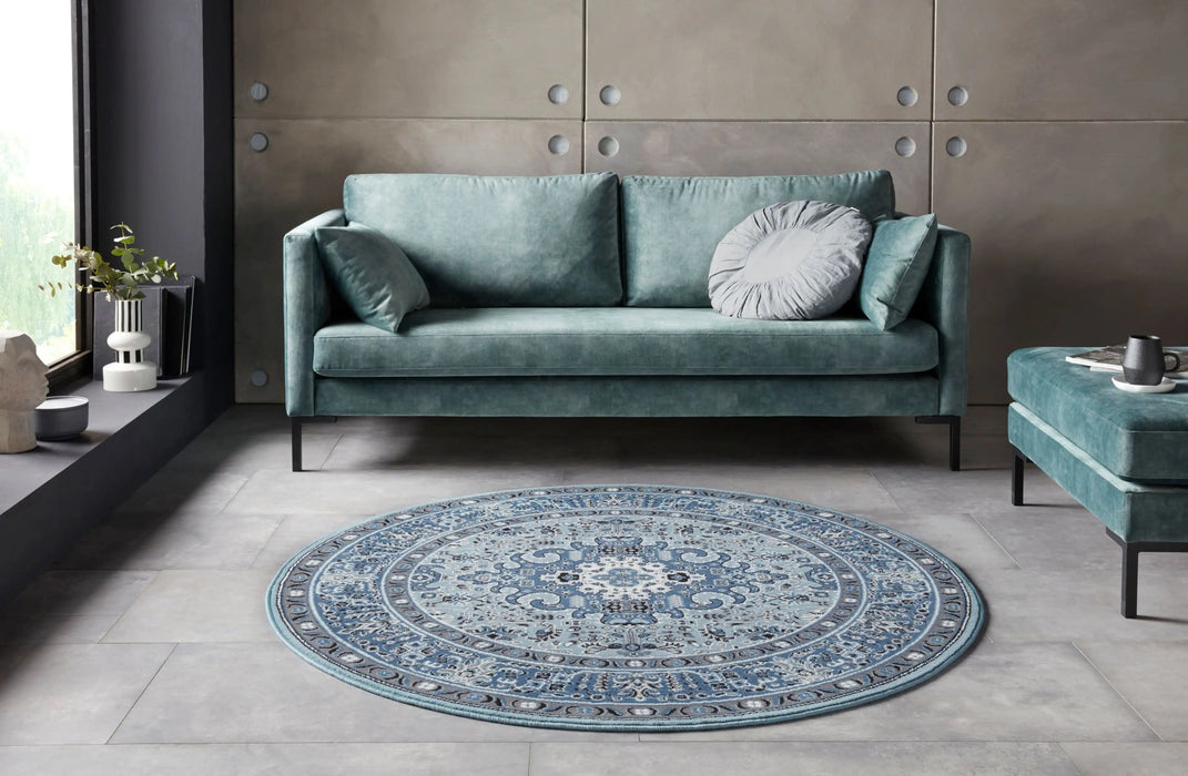 Nouristan mirkan isfahan sky blue Blue Living Room Moroccan Rug.
