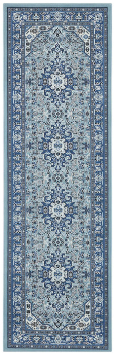 Nouristan mirkan isfahan sky blue Blue Living Room Moroccan Rug.