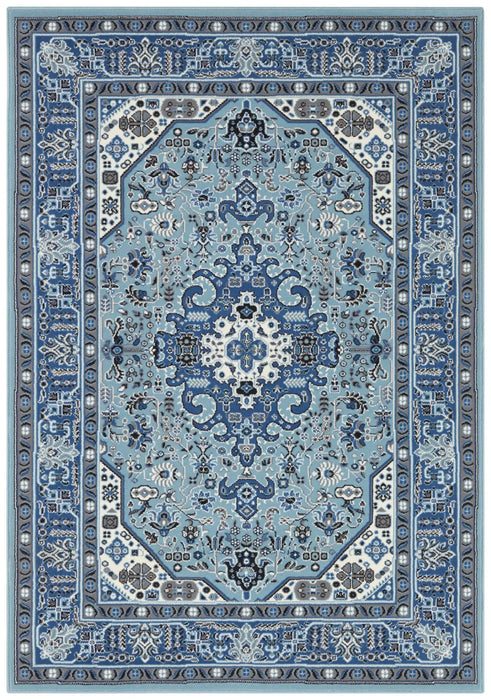 Nouristan mirkan isfahan sky blue Blue Living Room Moroccan Rug.