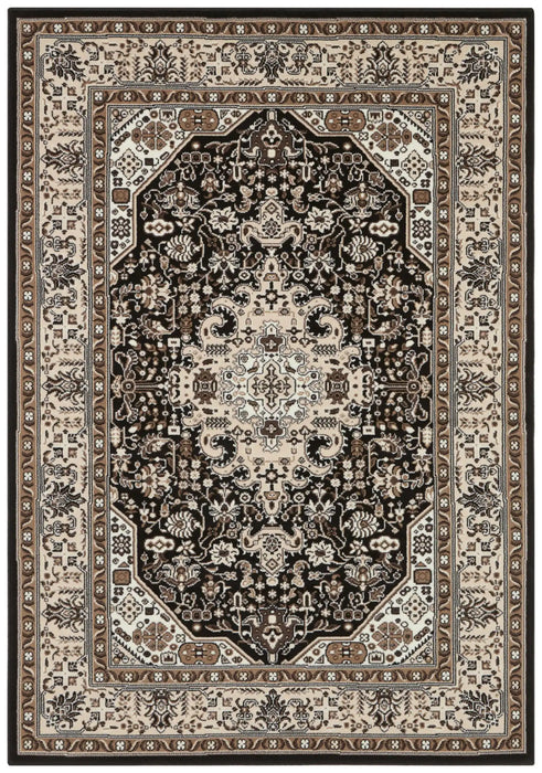 Nouristan mirkan isfahan cream brown Brown Living Room Moroccan Rug.