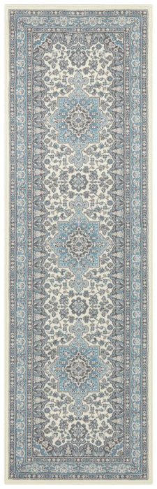 Nouristan mirkan tabriz cream sky blue Blue, Cream Living Room Moroccan Rug.