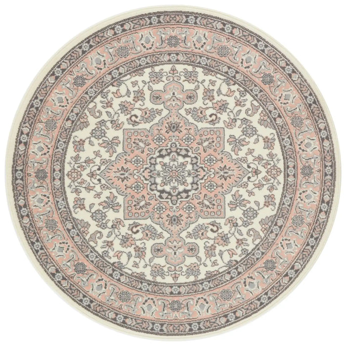 Nouristan mirkan tabriz cream rose Pink, Cream Living Room Moroccan Rug.