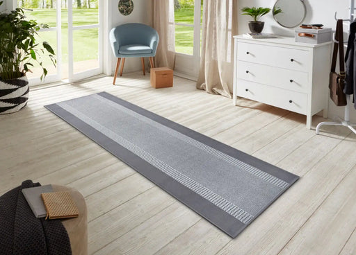 Hanse Home basic band light grey Grey Living Room Geometric Rug.