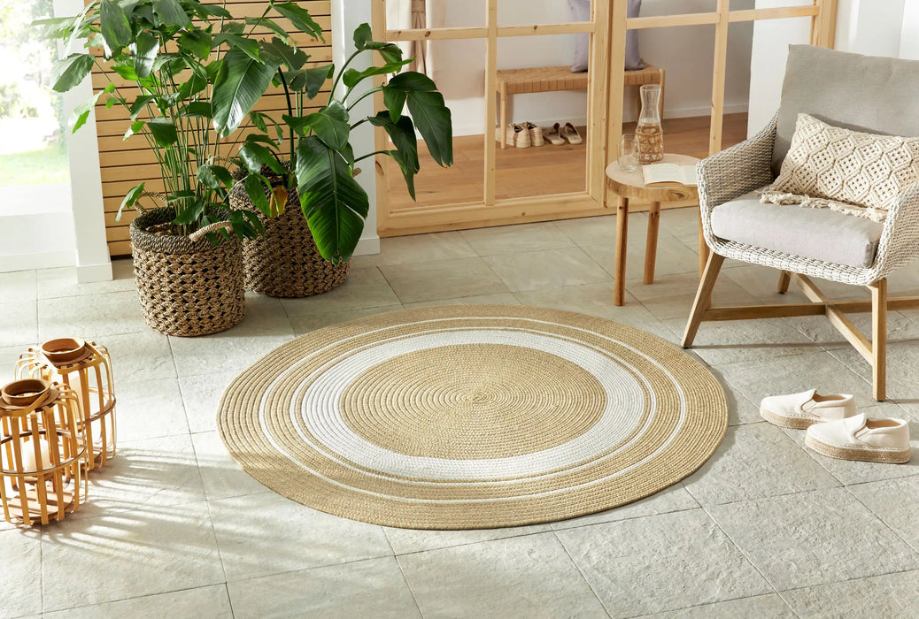 NorthRugs braided trenzado cream beige Beige, Cream Living Room  Rug.