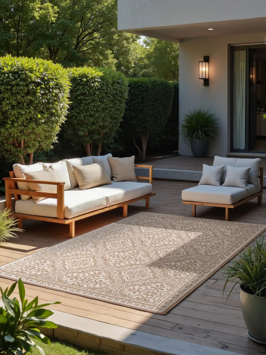 Duet 106252 Jute White Indoor / Outdoor Reversible