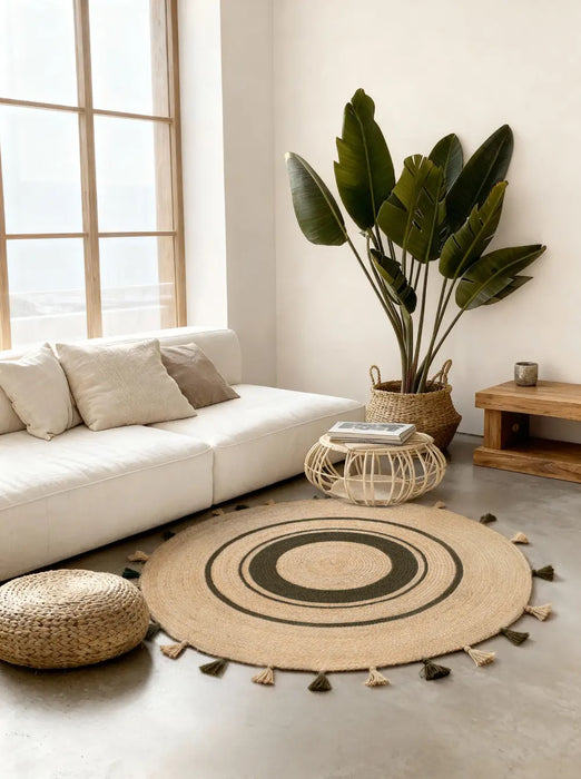 Jute Braided Natural Gold Green 106330