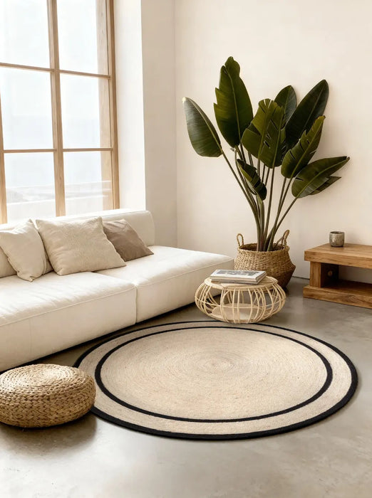 Jute Braided Natural Ivory Black 106331