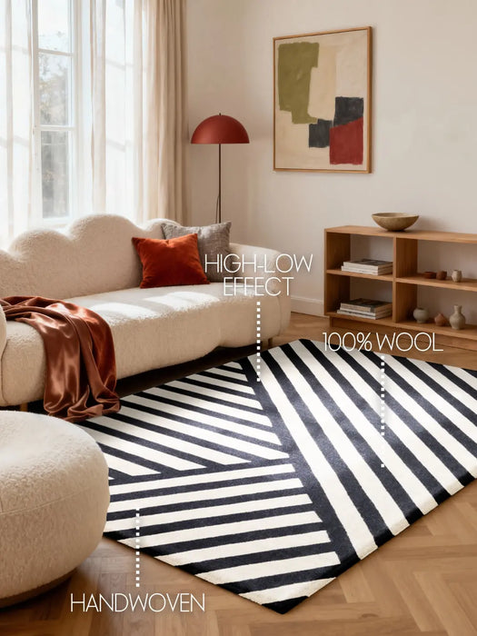 Stryve Woolen Rug Noir Black White 106358