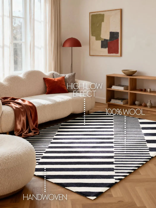 Stryve Woolen Rug Flux Black White 106359