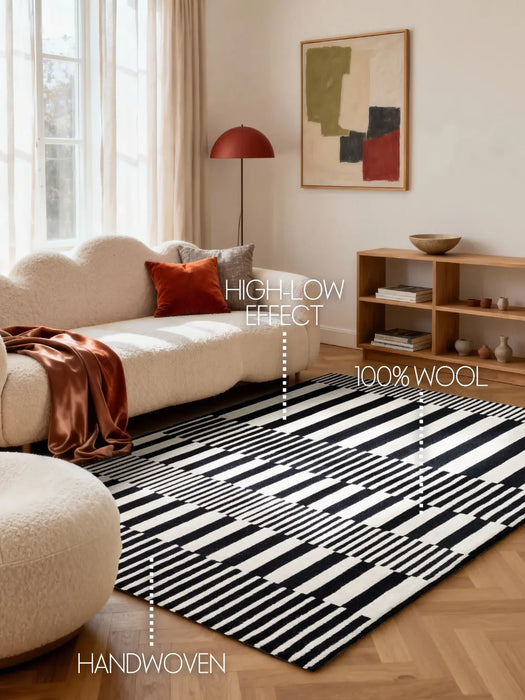 Stryve Woolen Rug Pulse Black White 106360
