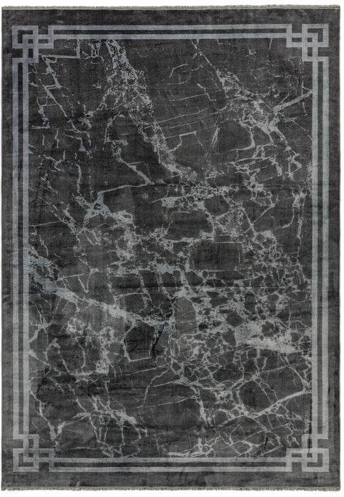 Asiatic zehraya ze03 grey border Grey, Black Living Room  Rug.